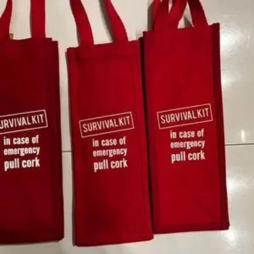 Wine Bags (THREE Sturdy / 100% Cotton / Canvas-Like) (new with‎ tags) (h/x)